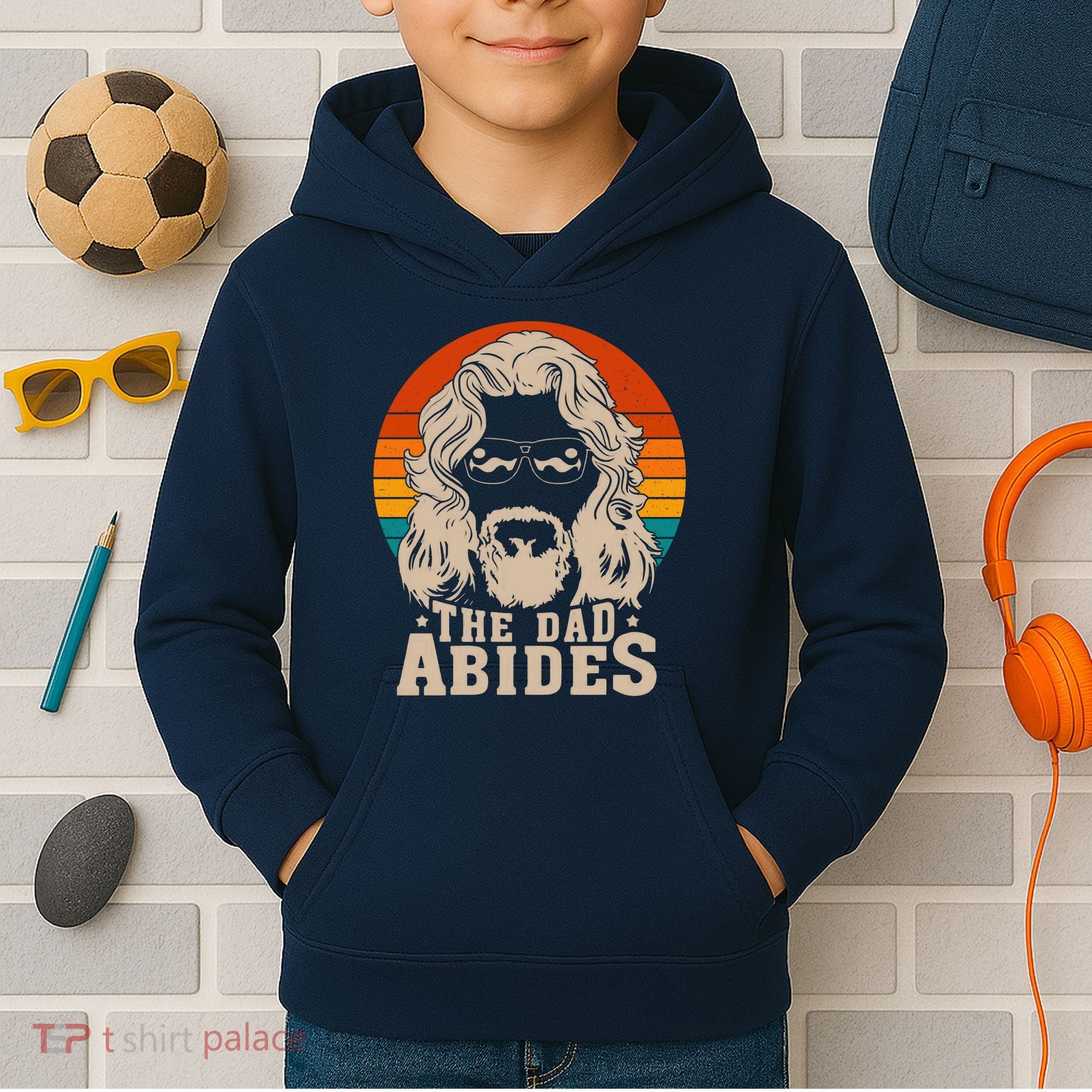 The Dad Abides Funny Fathers Day Retro Kids Hoodie
