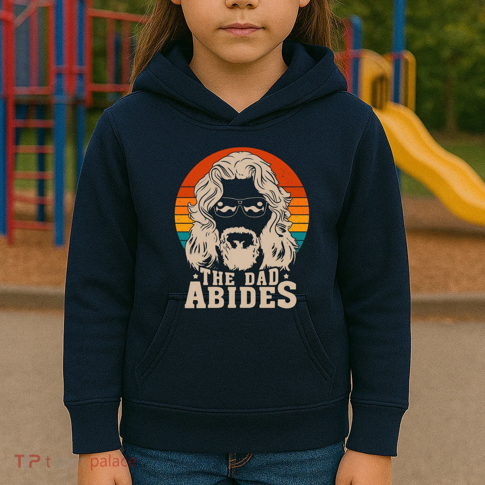 The Dad Abides Funny Fathers Day Retro Kids Hoodie