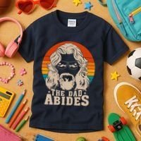 The Dad Abides Funny Fathers Day Retro Kids T-Shirt thumb 3