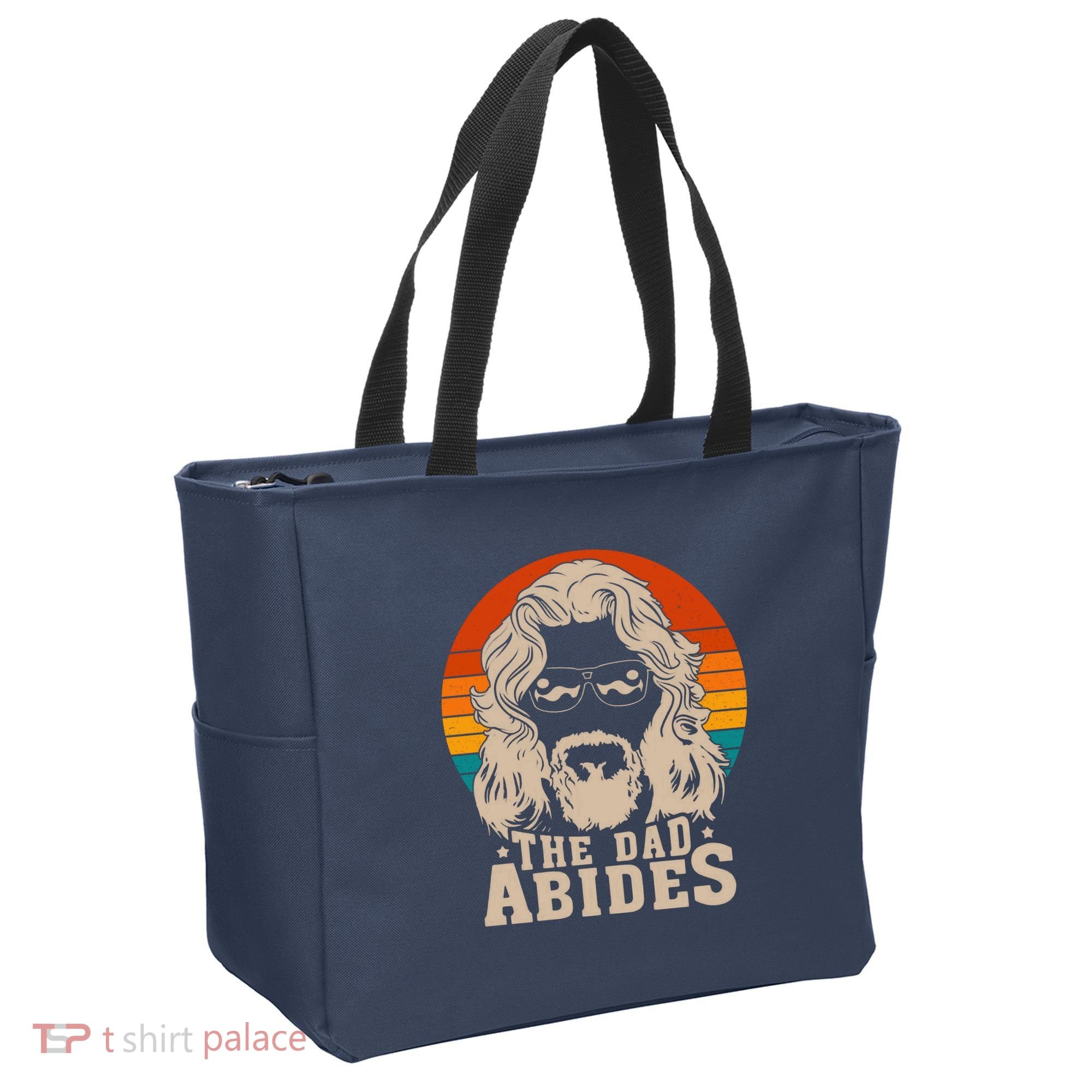 The Dad Abides Funny Fathers Day Retro Tote Bag