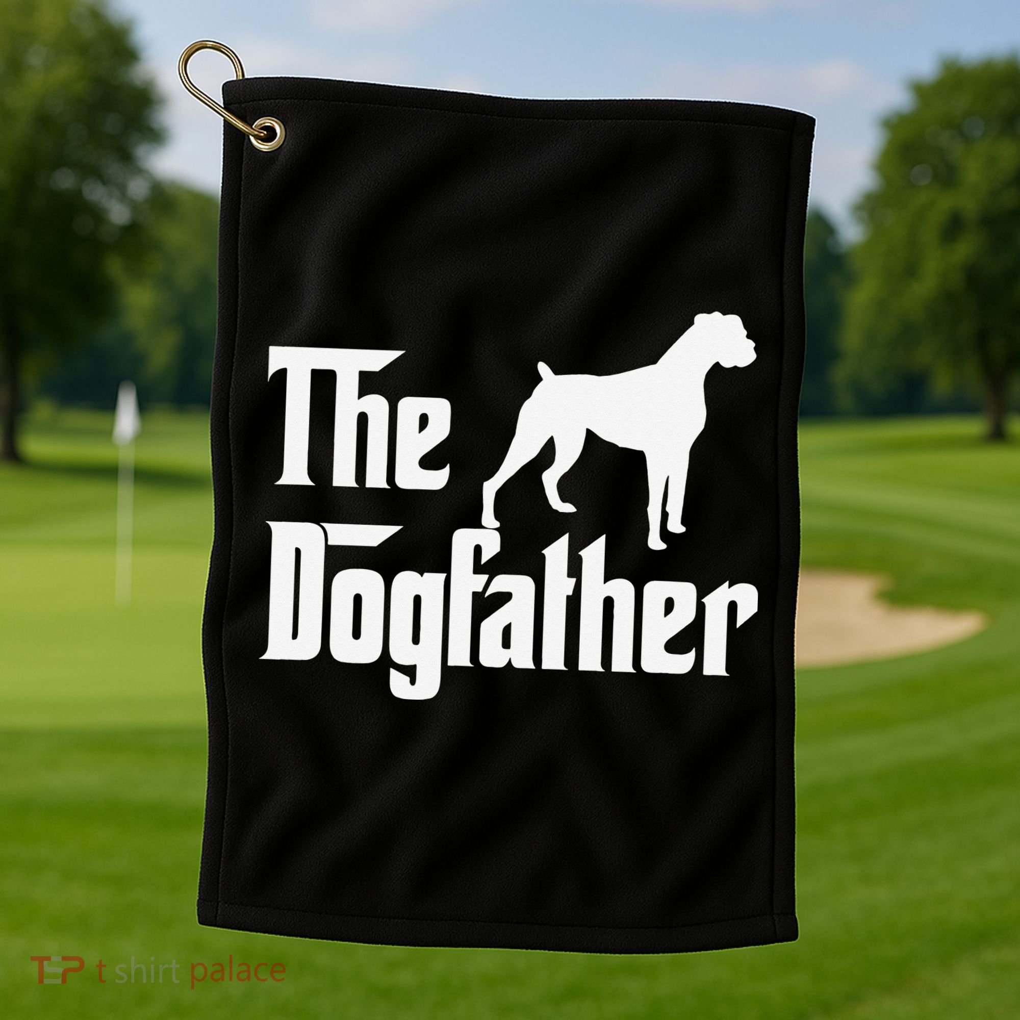 The Dogfather Boxer Dog Lover Dad Golf Towel