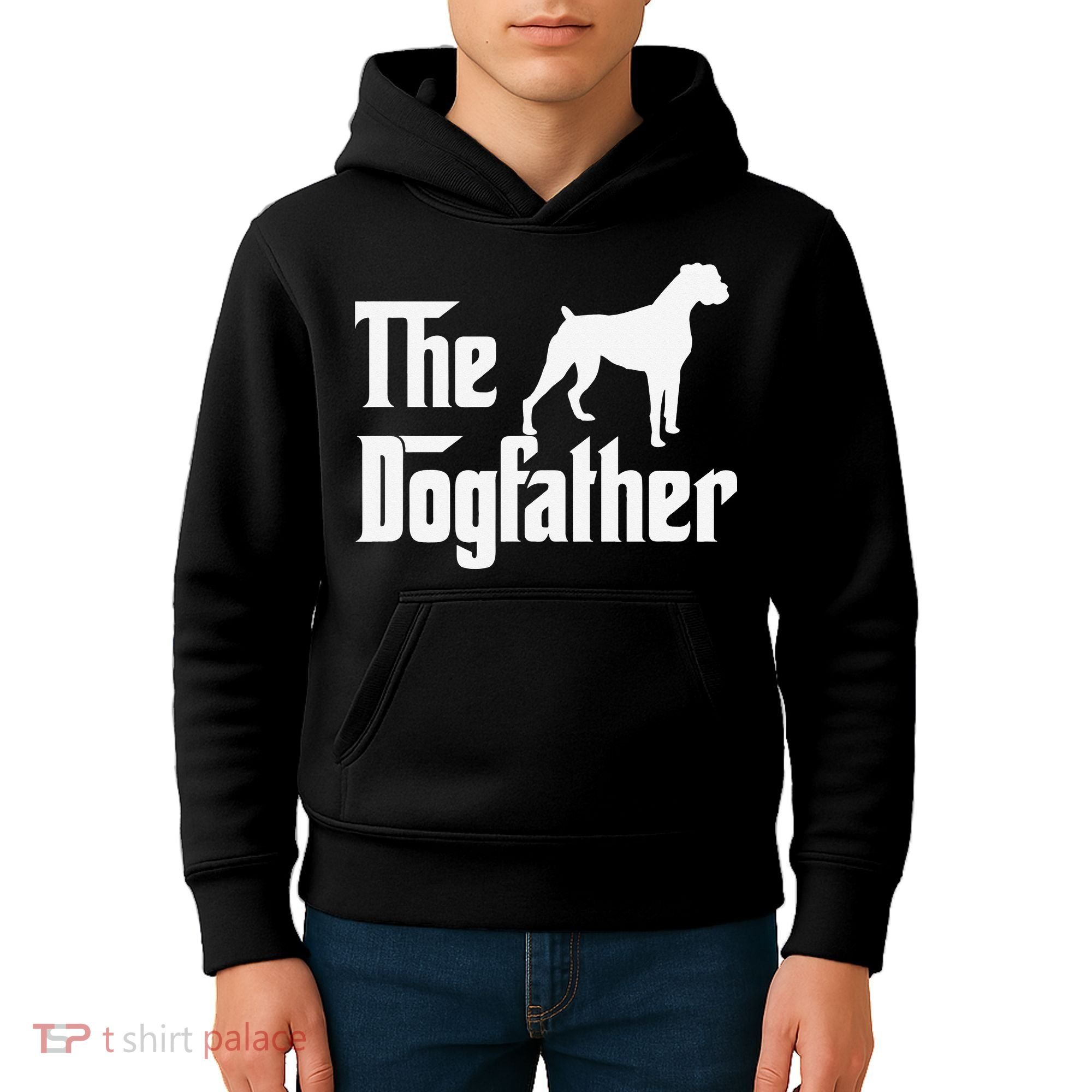 The Dogfather Boxer Dog Lover Dad Kids Hoodie