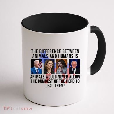 The Difference Between Animals And Humans Funny Democrat Coffee Mug back
