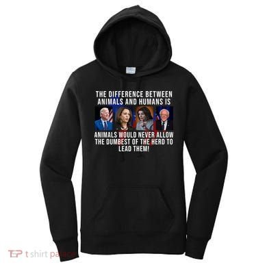 The Difference Between Animals And Humans Funny Democrat Women's Hoodie