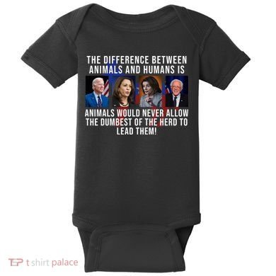 The Difference Between Animals And Humans Funny Democrat Baby Bodysuit