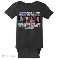The Difference Between Animals And Humans Funny Democrat Baby Bodysuit thumb 0