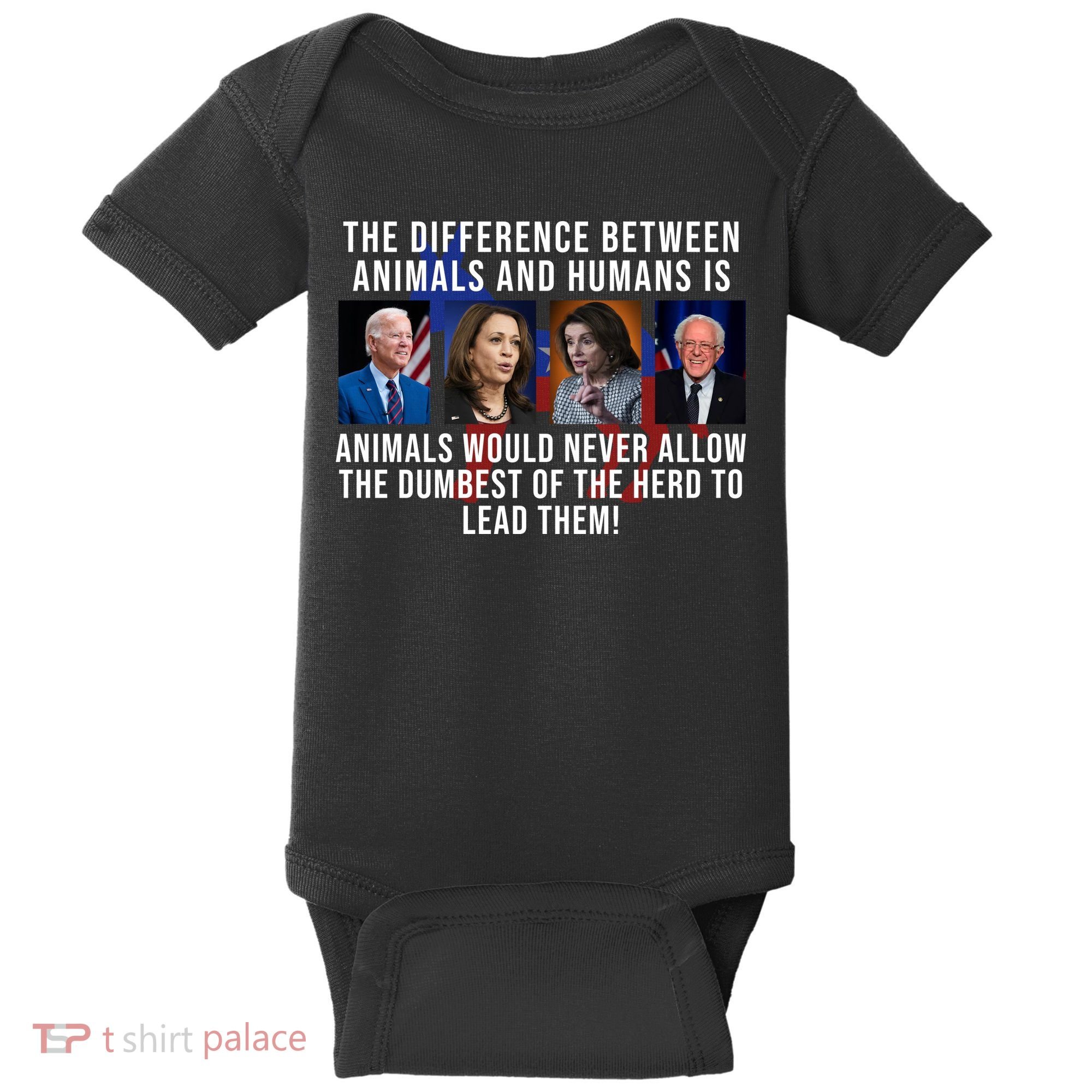 The Difference Between Animals And Humans Funny Democrat Baby Bodysuit