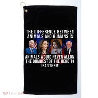 The Difference Between Animals And Humans Funny Democrat Golf Towel thumb 0