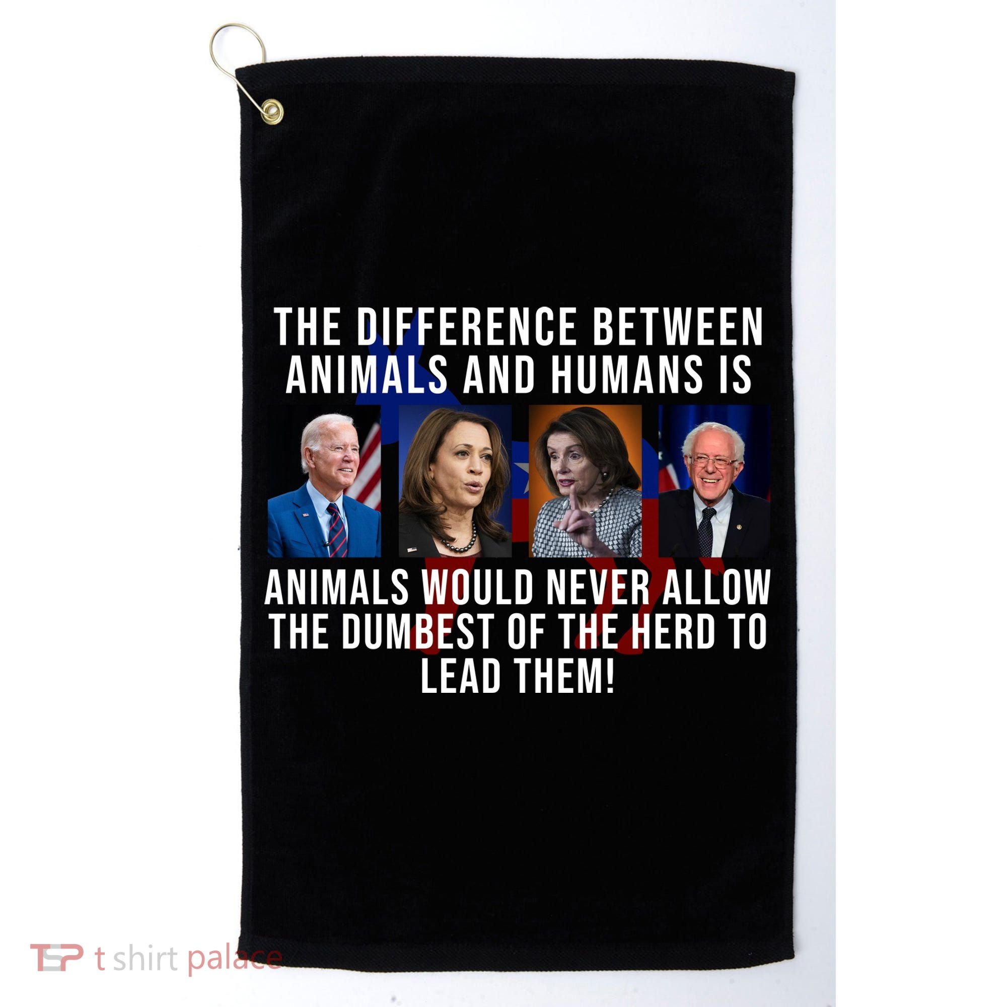 The Difference Between Animals And Humans Funny Democrat Golf Towel