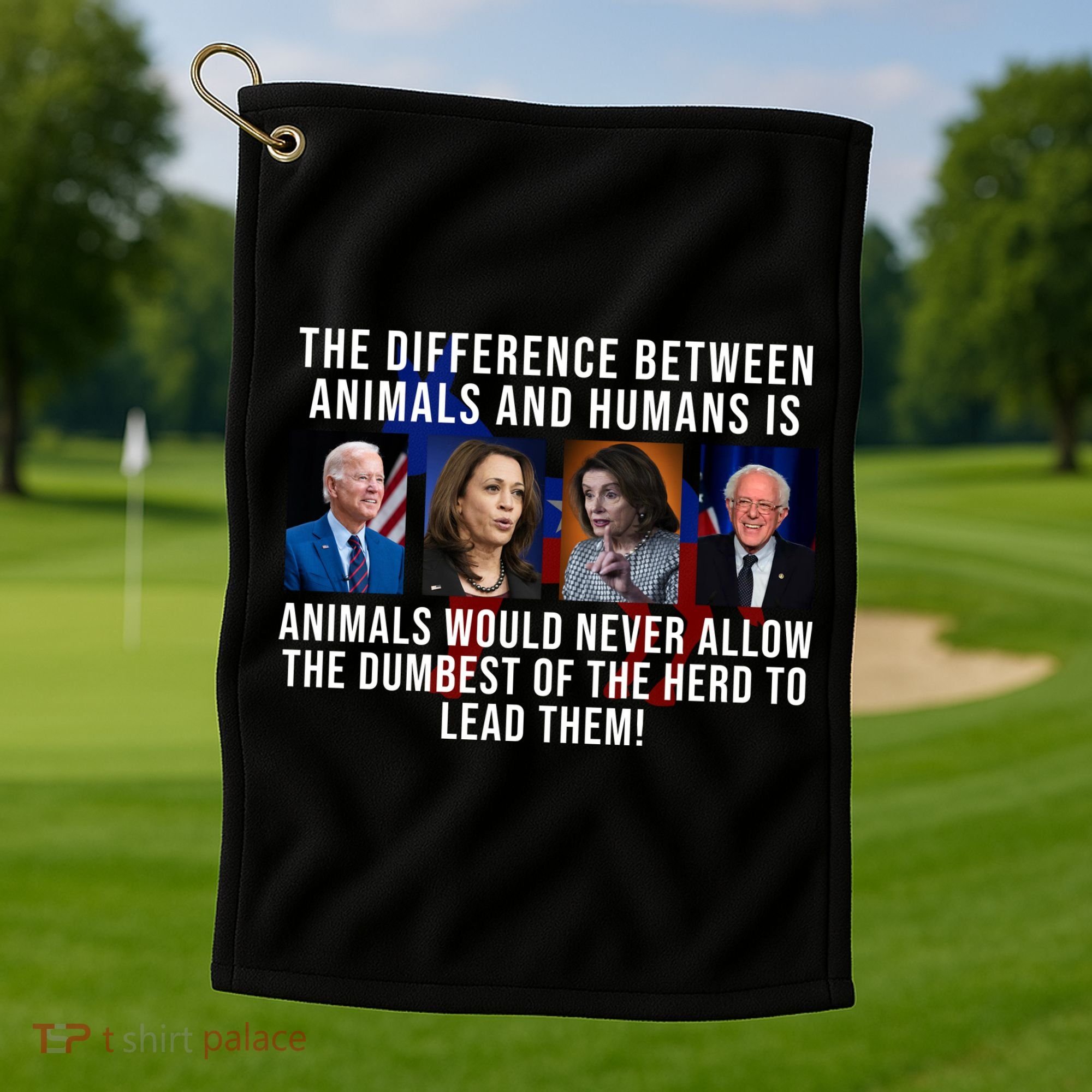 The Difference Between Animals And Humans Funny Democrat Golf Towel