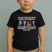 The Difference Between Animals And Humans Funny Democrat Toddler T-Shirt thumb 2