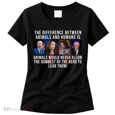 The Difference Between Animals And Humans Funny Democrat Women's T-Shirt