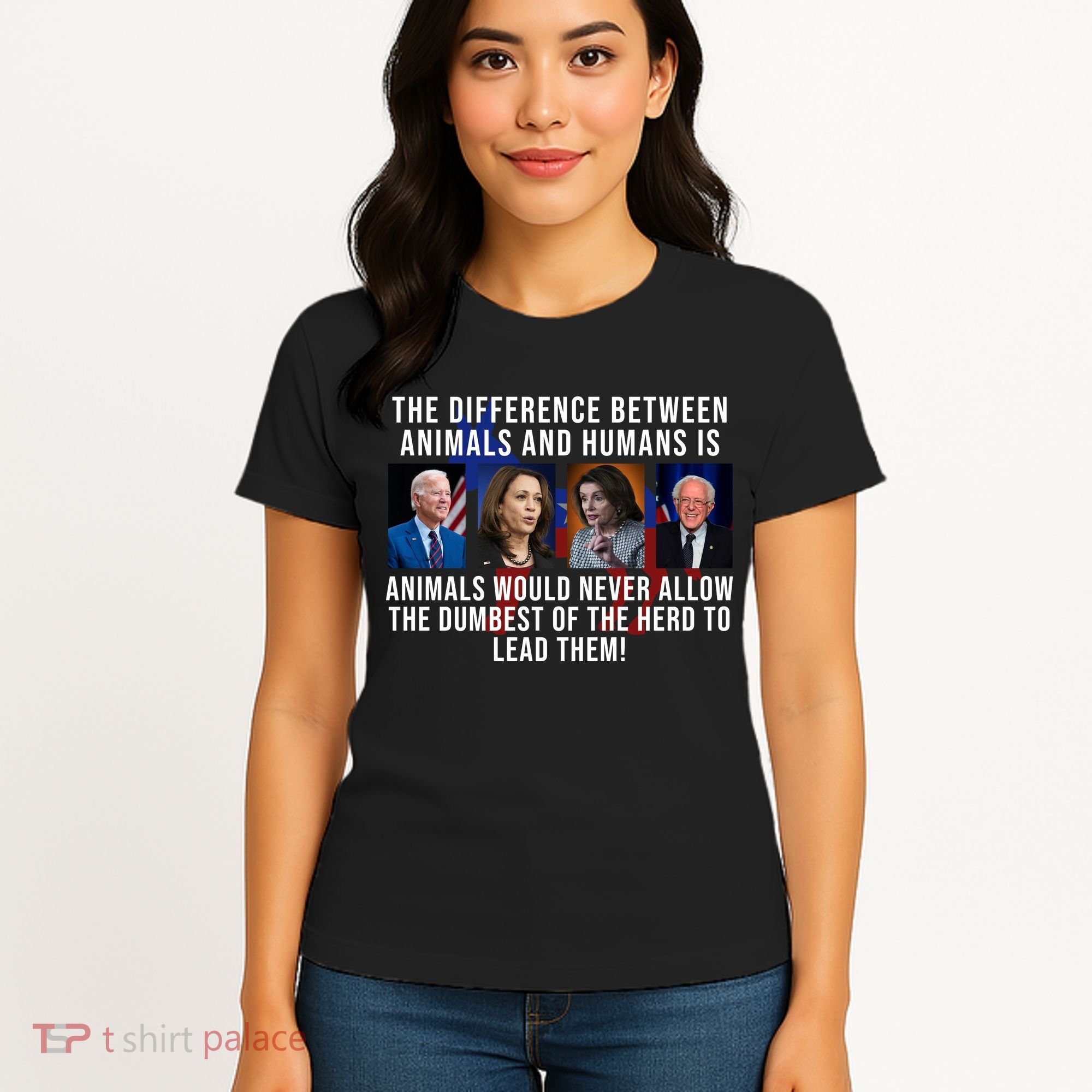 The Difference Between Animals And Humans Funny Democrat Women's T-Shirt