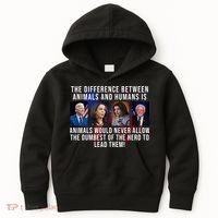 The Difference Between Animals And Humans Funny Democrat Kids Hoodie thumb 0