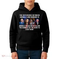 The Difference Between Animals And Humans Funny Democrat Kids Hoodie thumb 4