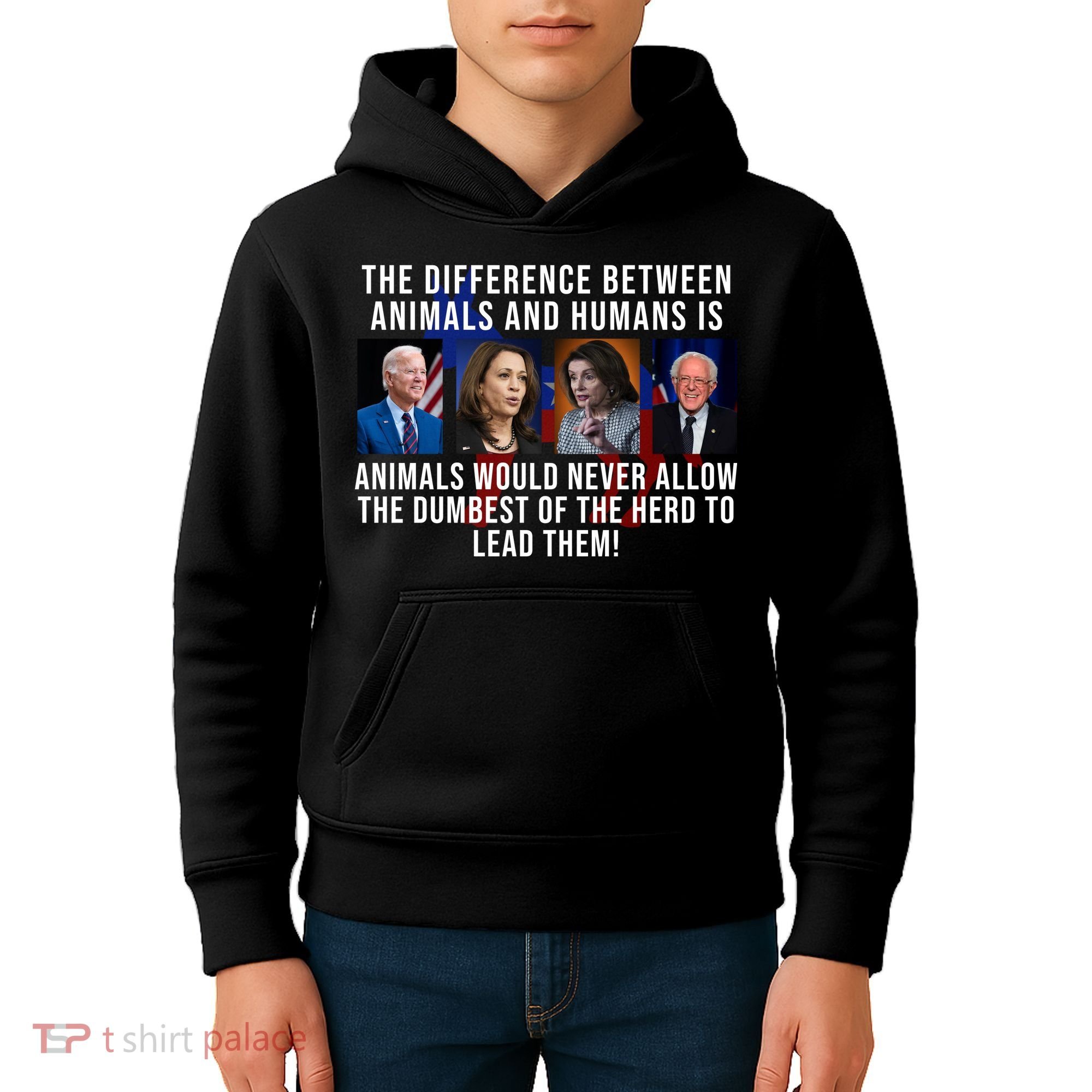 The Difference Between Animals And Humans Funny Democrat Kids Hoodie