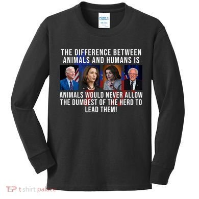 The Difference Between Animals And Humans Funny Democrat Kids Long Sleeve Shirt