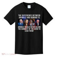 The Difference Between Animals And Humans Funny Democrat Kids T-Shirt thumb 0