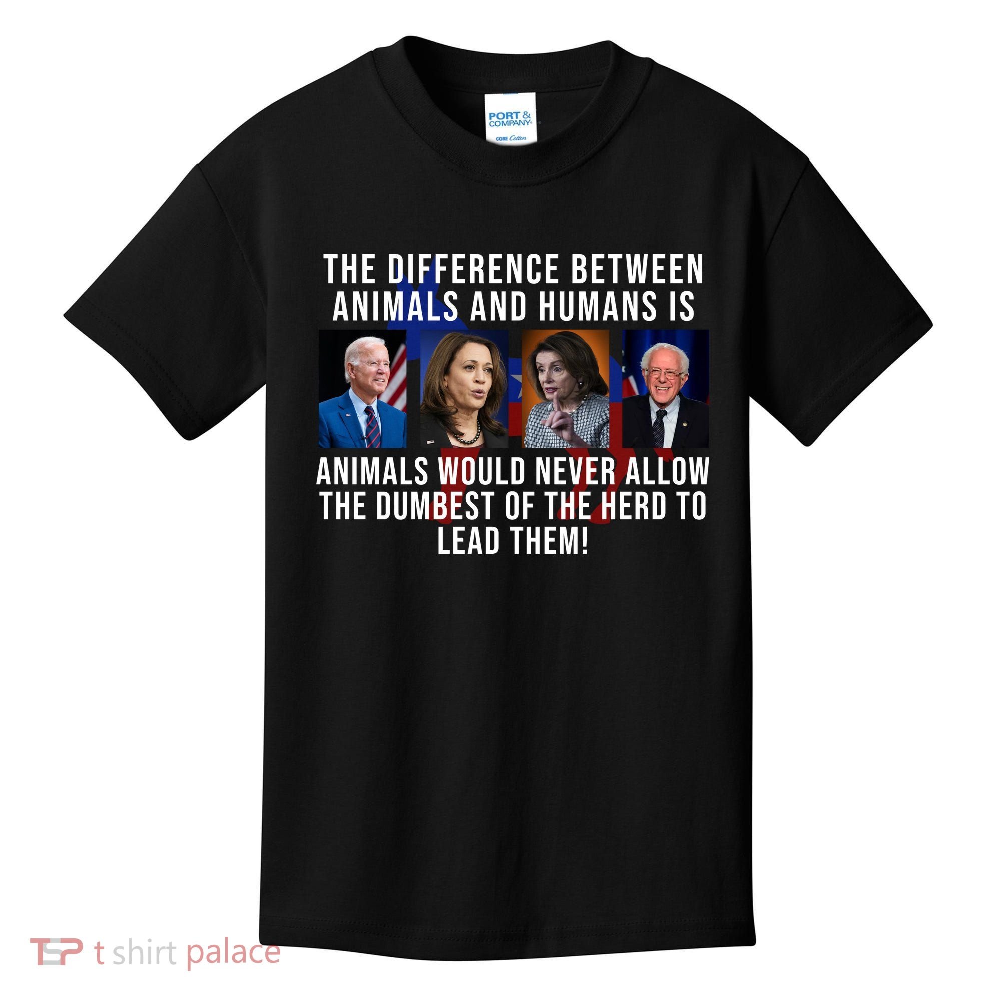 The Difference Between Animals And Humans Funny Democrat Kids T-Shirt
