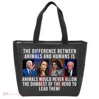 The Difference Between Animals And Humans Funny Democrat Tote Bag thumb 0