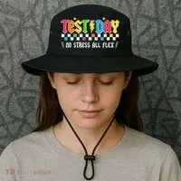 Testing Day Bruh No Stress All Flex Teacher Student Bucket Hat thumb 3