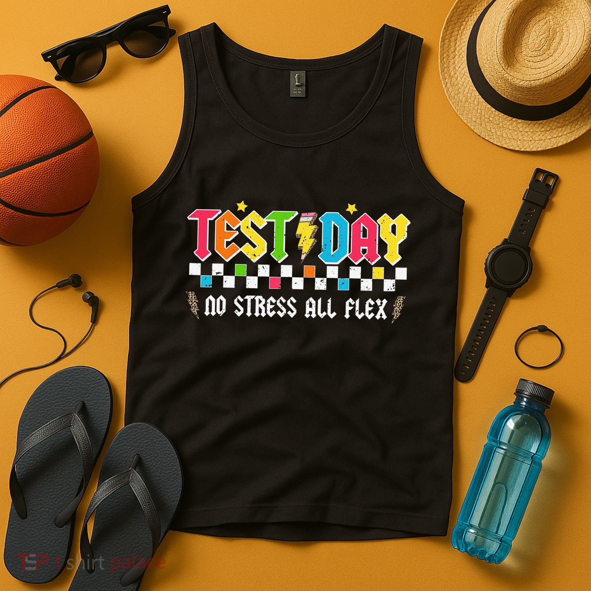 Testing Day Bruh No Stress All Flex Teacher Student Tank Top
