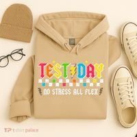 Testing Day Bruh No Stress All Flex Teacher Student Hoodie thumb 4