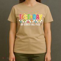 Testing Day Bruh No Stress All Flex Teacher Student T-Shirt thumb 4