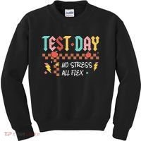 Testing Day Bruh No Stress All Flex Teacher Student Kids Sweatshirt thumb 0
