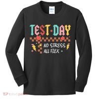 Testing Day Bruh No Stress All Flex Teacher Student Kids Long Sleeve Shirt thumb 0