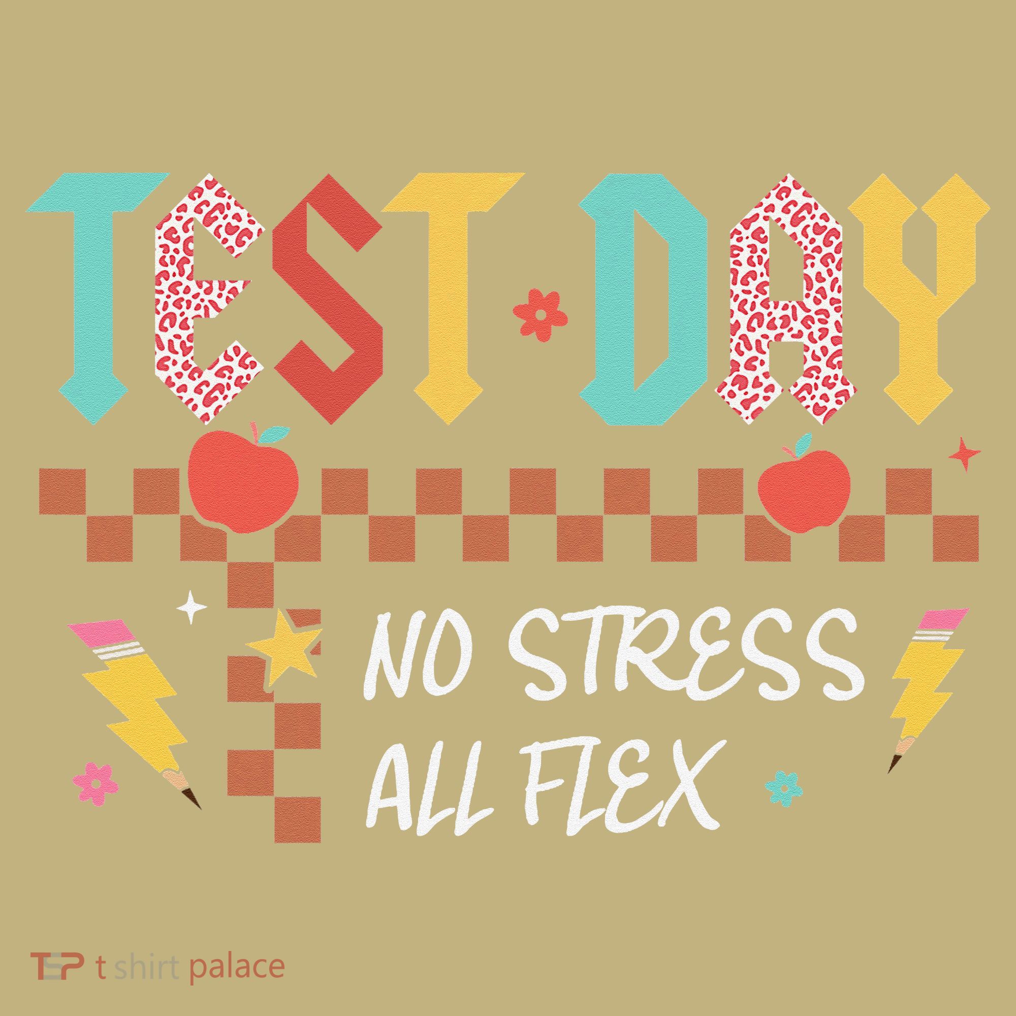 Testing Day Bruh No Stress All Flex Teacher Student Polo