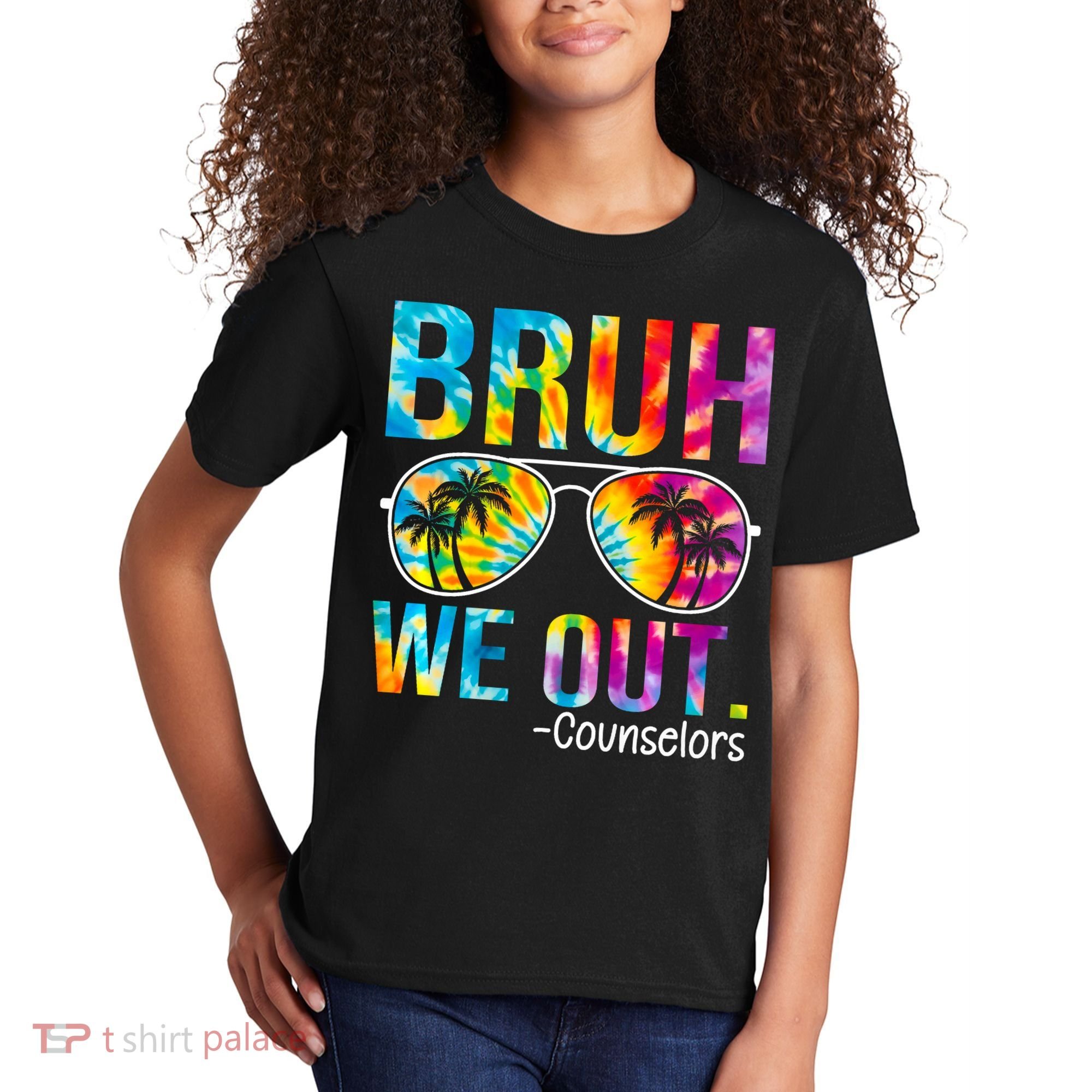Tie Dye Bruh We Out Counselors Last Day Of School Kids T-Shirt