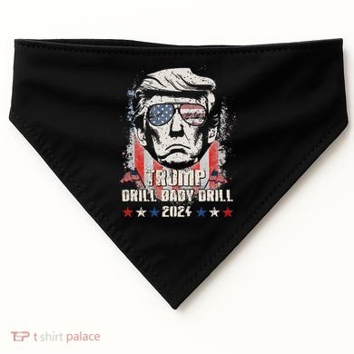 Trump Drill Baby Drill American Flag USA-Made Doggie Bandana