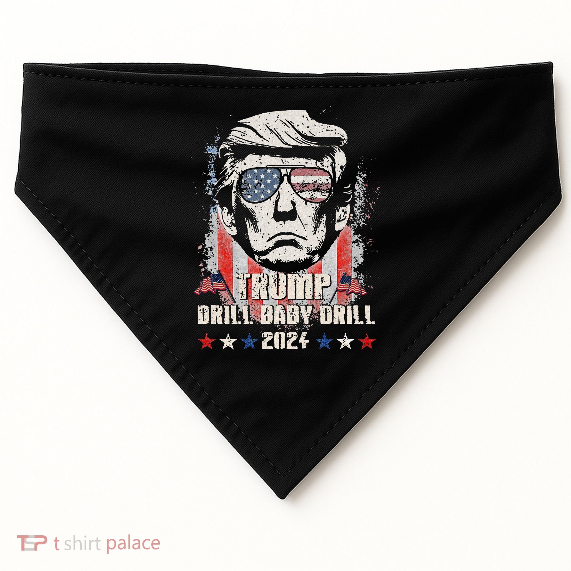 Trump Drill Baby Drill American Flag USA-Made Doggie Bandana