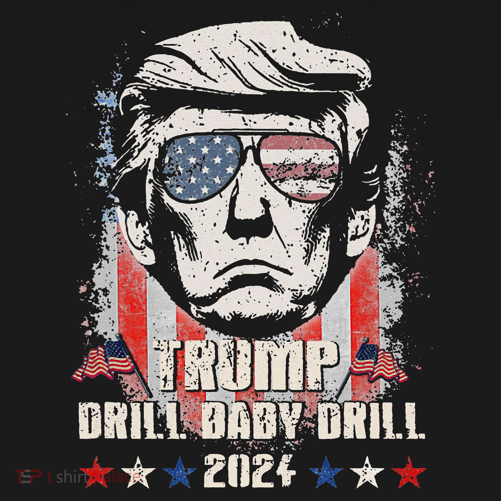 Trump Drill Baby Drill American Flag Button