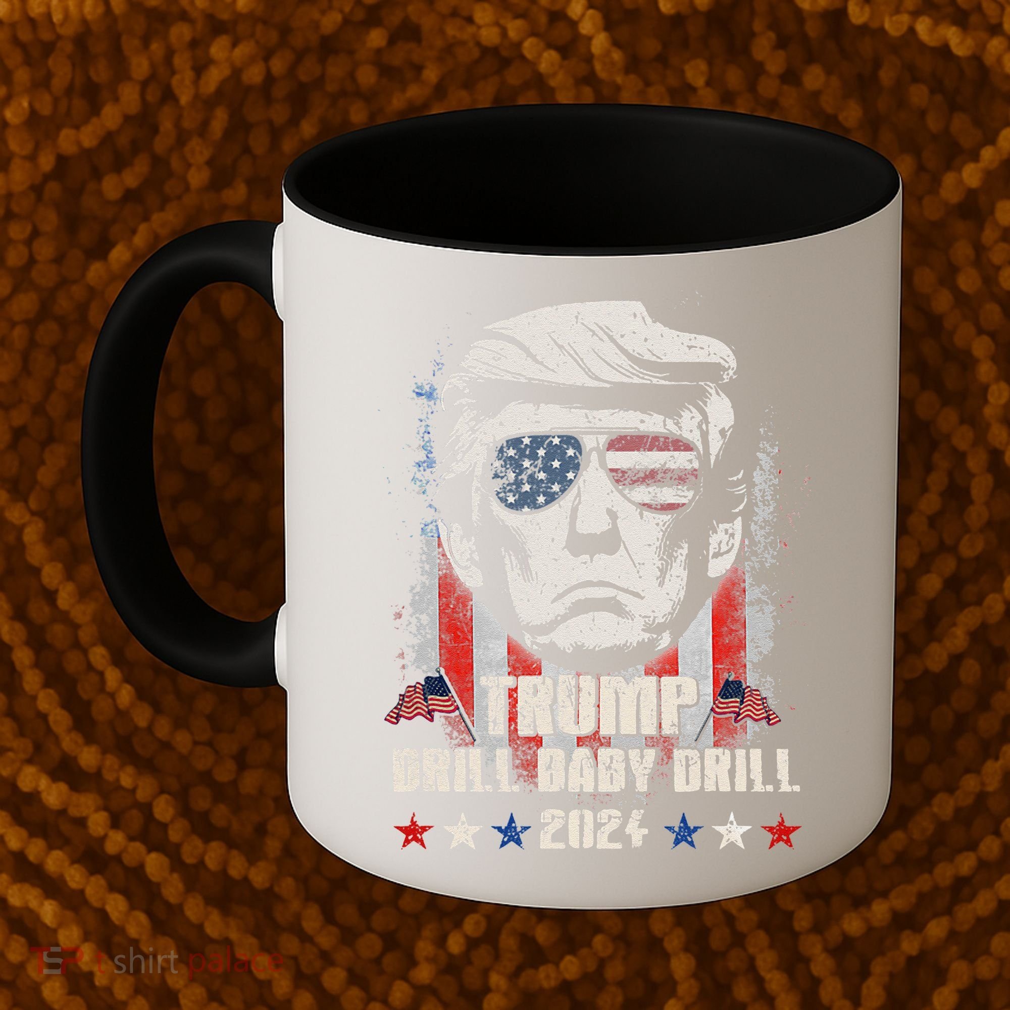 Trump Drill Baby Drill American Flag Coffee Mug