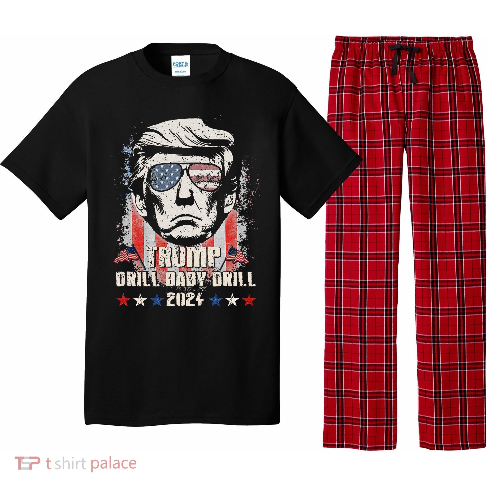 Trump Drill Baby Drill American Flag Pajama Set