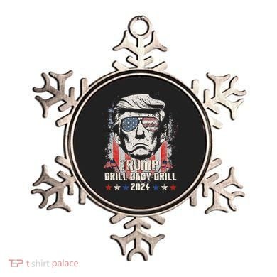 Trump Drill Baby Drill American Flag Ornament