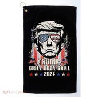 Trump Drill Baby Drill American Flag Golf Towel thumb 0