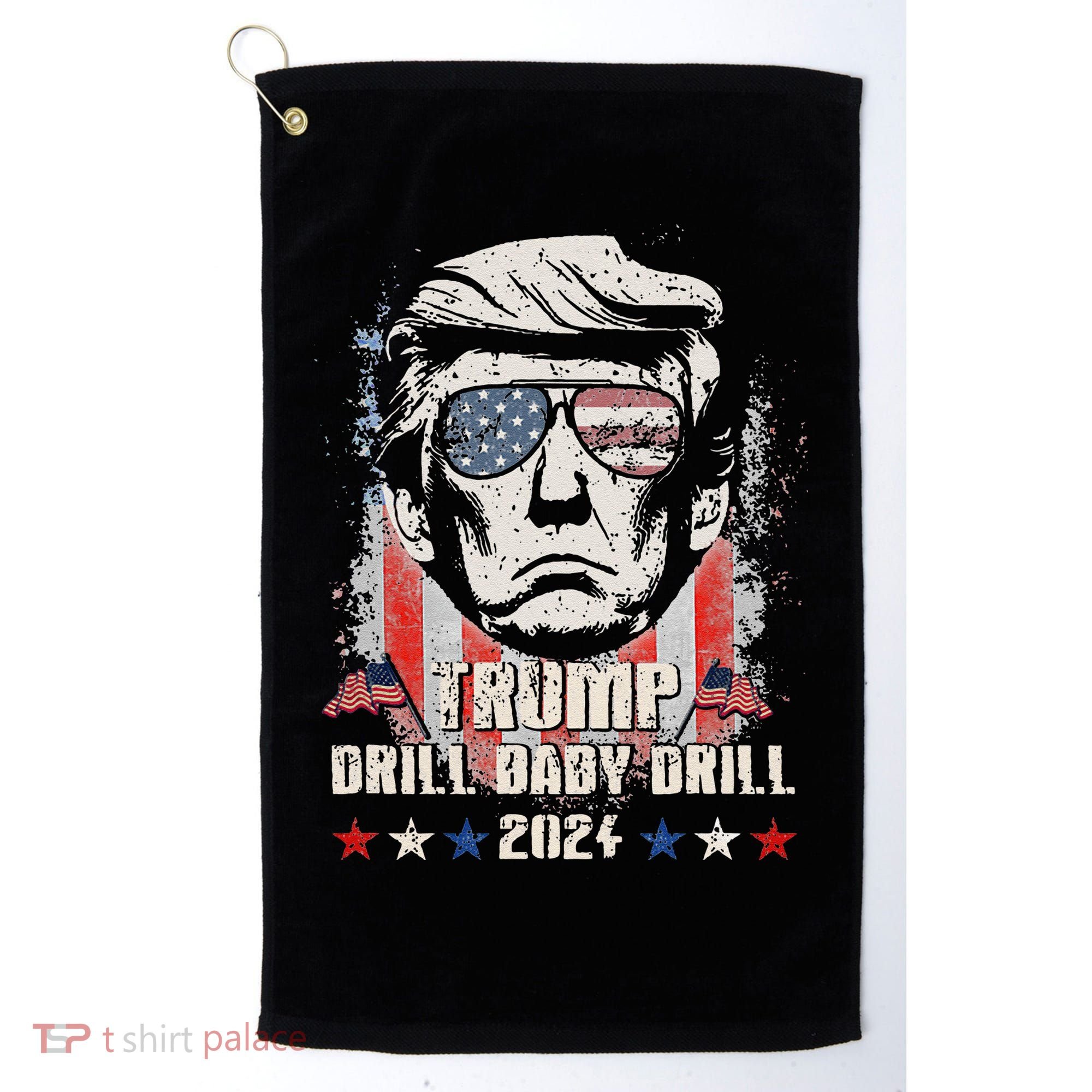 Trump Drill Baby Drill American Flag Golf Towel