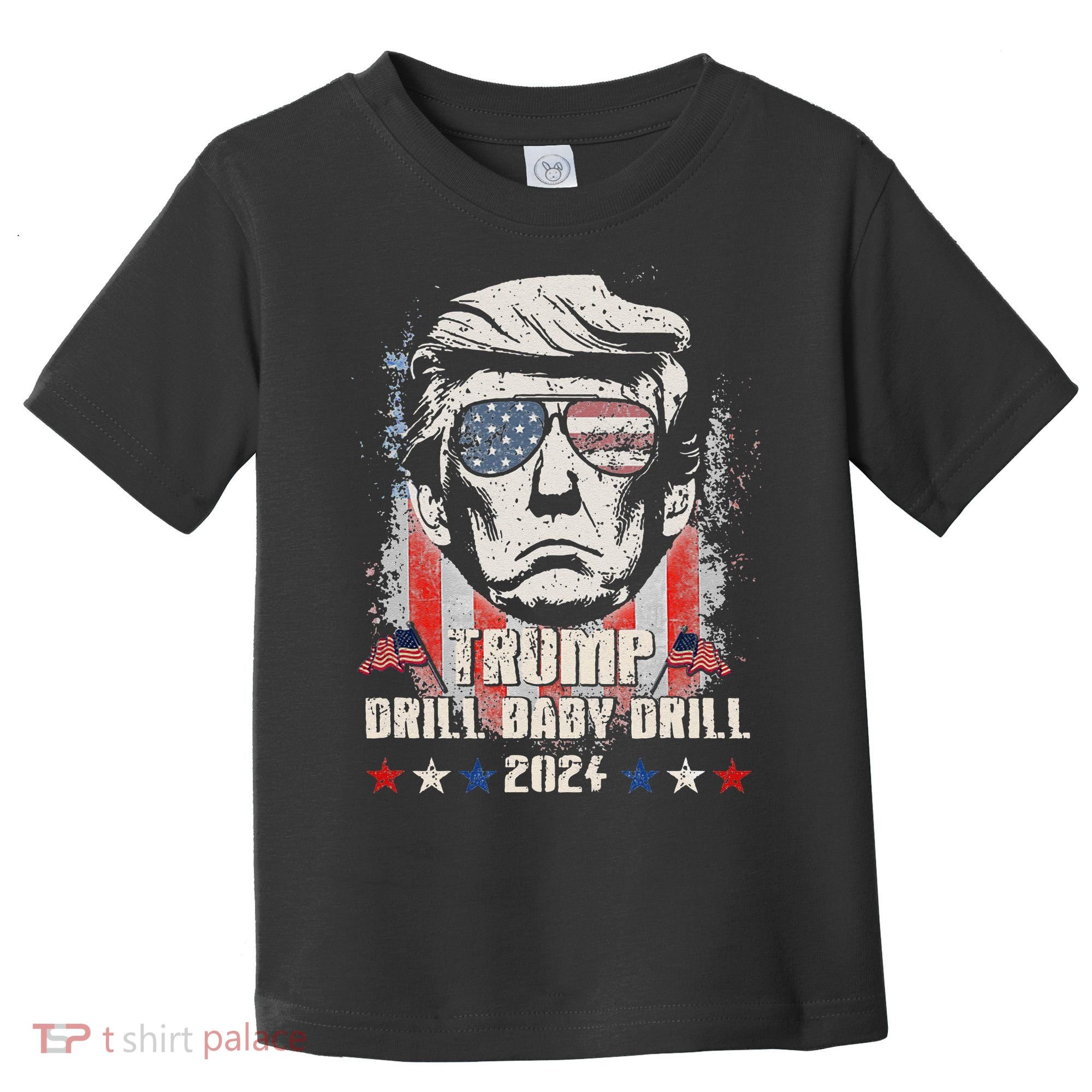 Trump Drill Baby Drill American Flag Toddler T-Shirt
