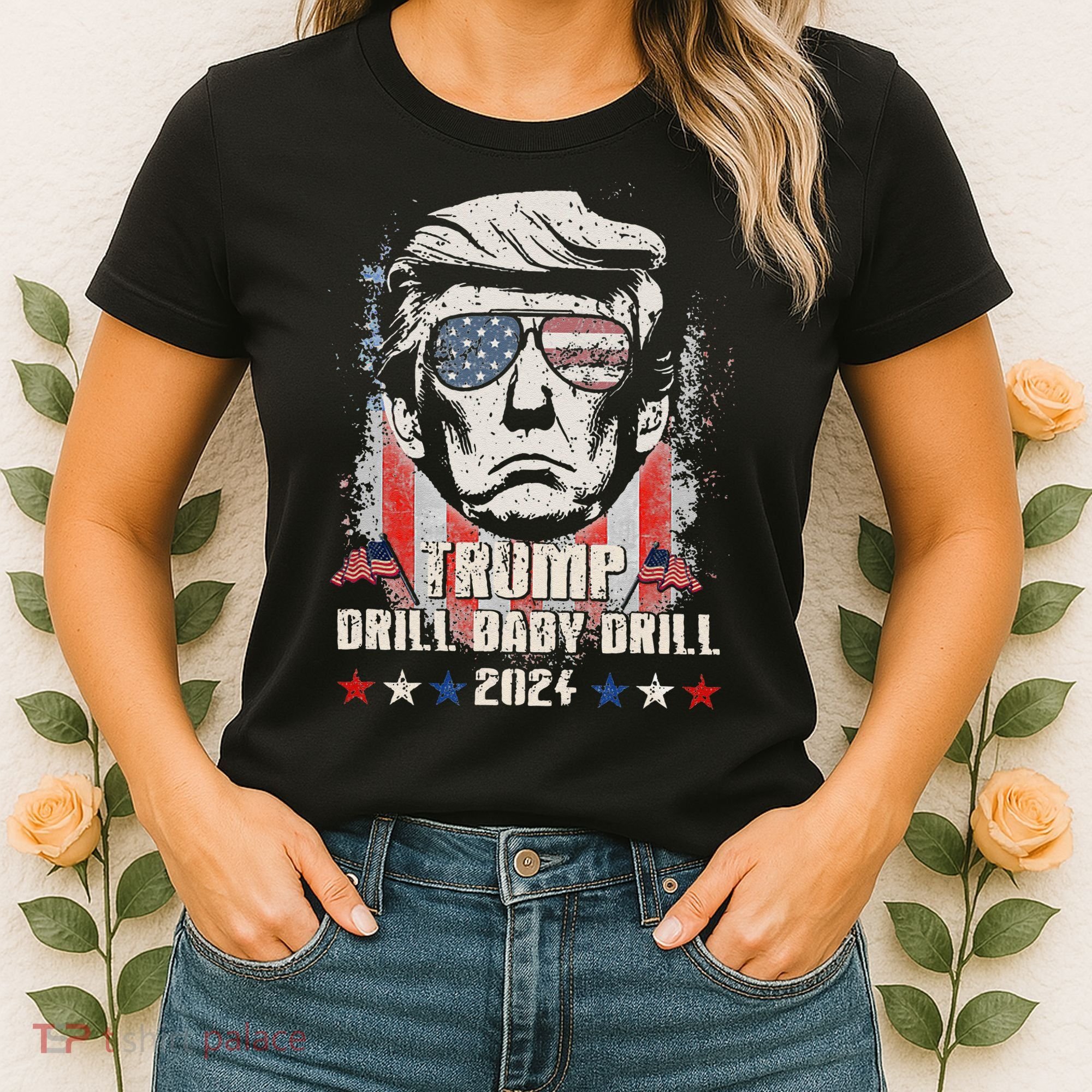 Trump Drill Baby Drill American Flag Women's T-Shirt