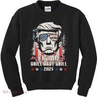 Trump Drill Baby Drill American Flag Kids Sweatshirt thumb 0