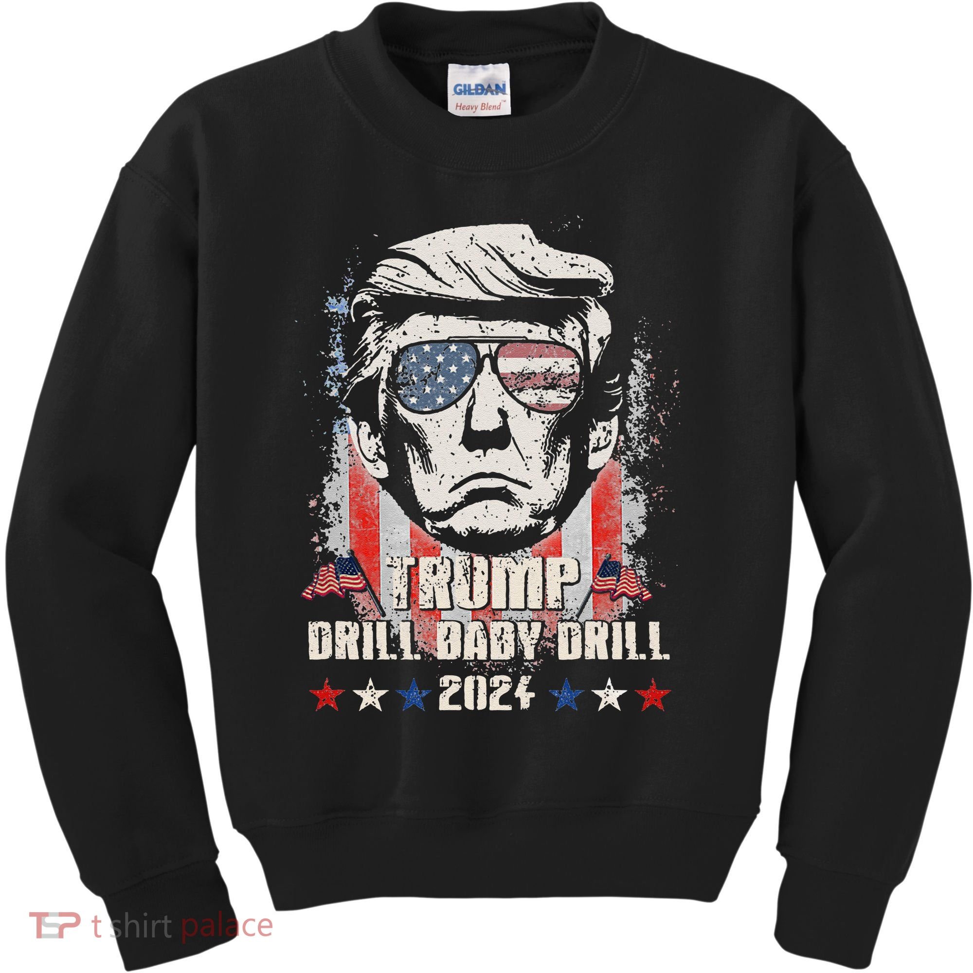 Trump Drill Baby Drill American Flag Kids Sweatshirt