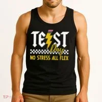 Testing Day Bruh No Stress All Flex Teacher Student Tank Top thumb 3