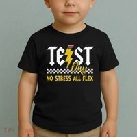 Testing Day Bruh No Stress All Flex Teacher Student Toddler T-Shirt thumb 2
