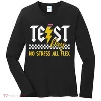 Testing Day Bruh No Stress All Flex Teacher Student Women's Long Sleeve Shirt thumb 0