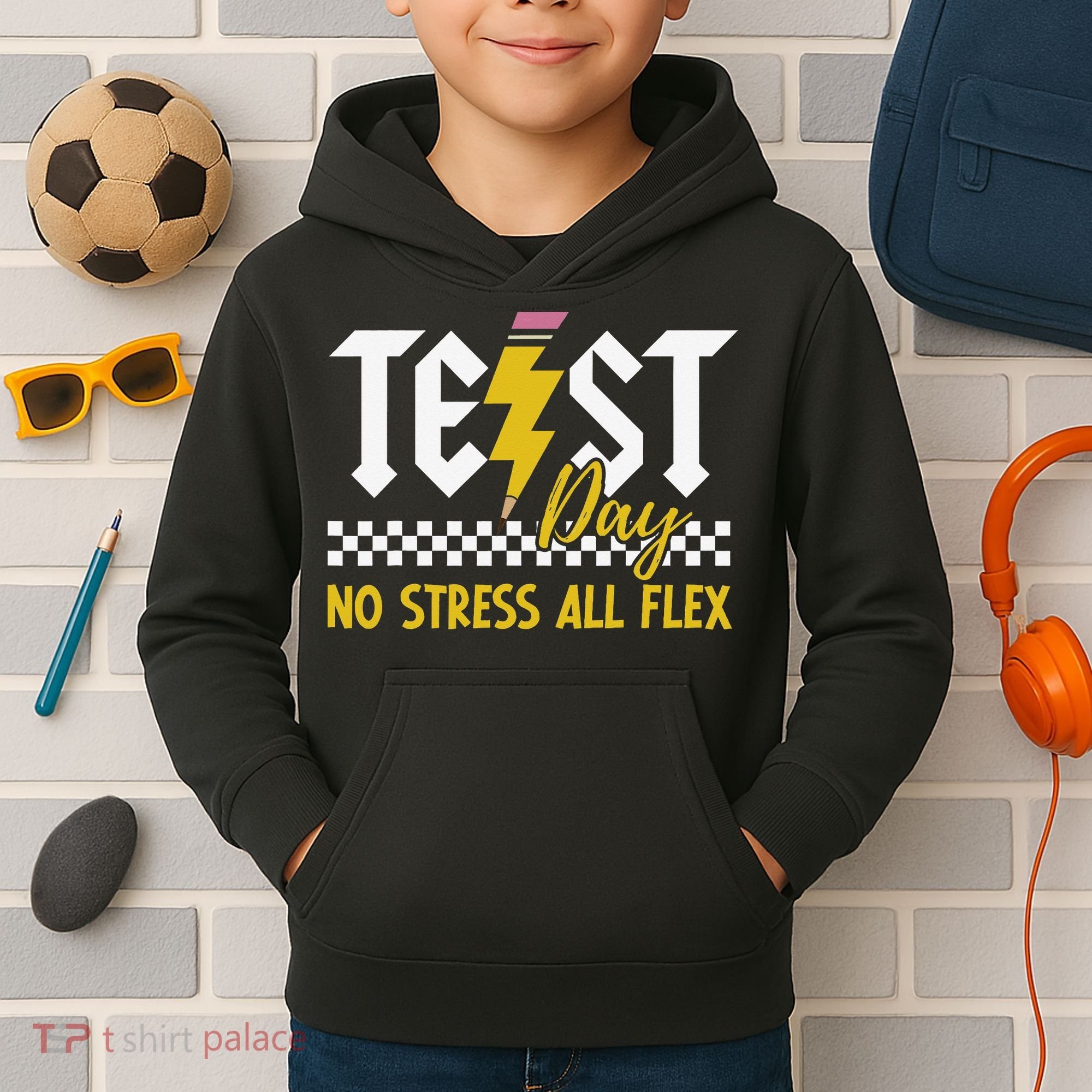 Testing Day Bruh No Stress All Flex Teacher Student Kids Hoodie