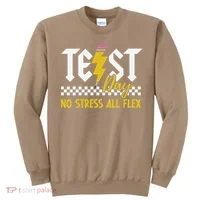 Testing Day Bruh No Stress All Flex Teacher Student Sweatshirt thumb 0