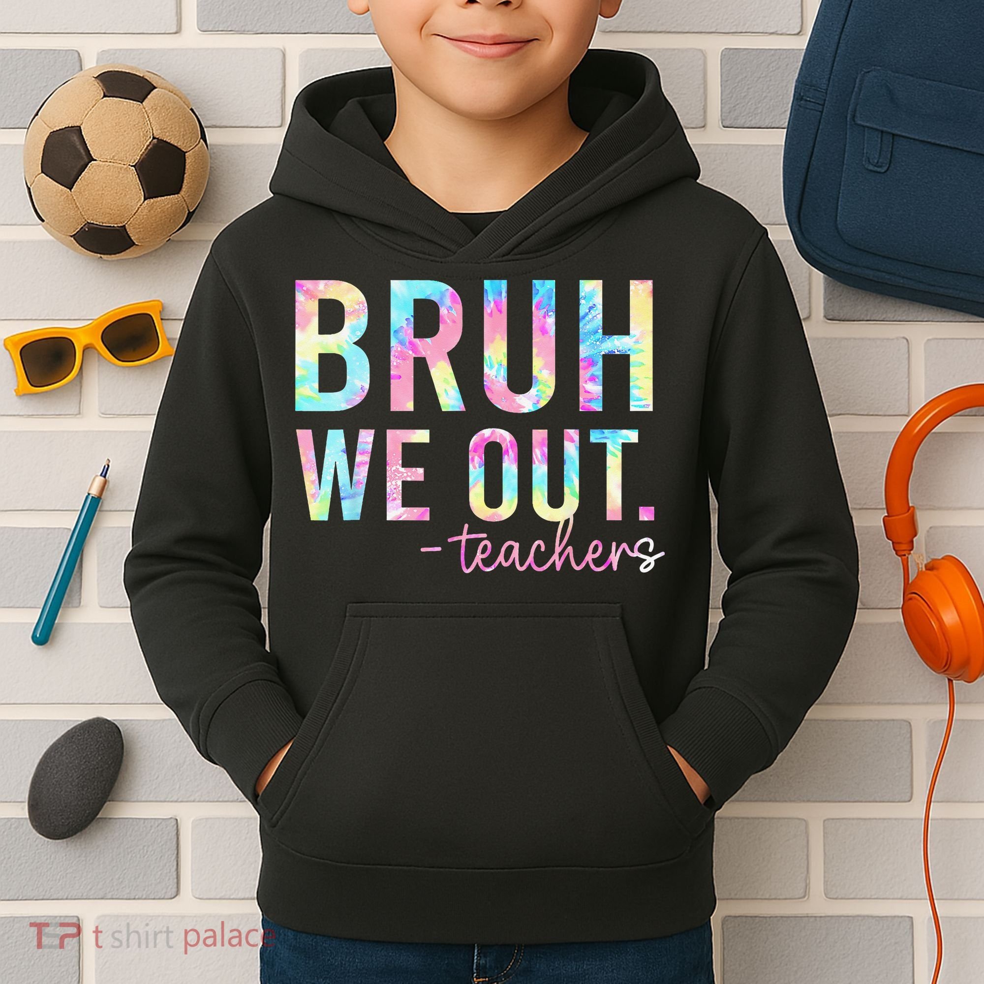 Tie Dye Bruh We Out Teacher Summer Break Last Day Of School Kids Hoodie